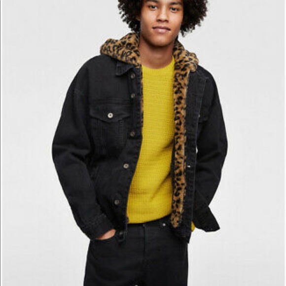 mens leopard denim jacket